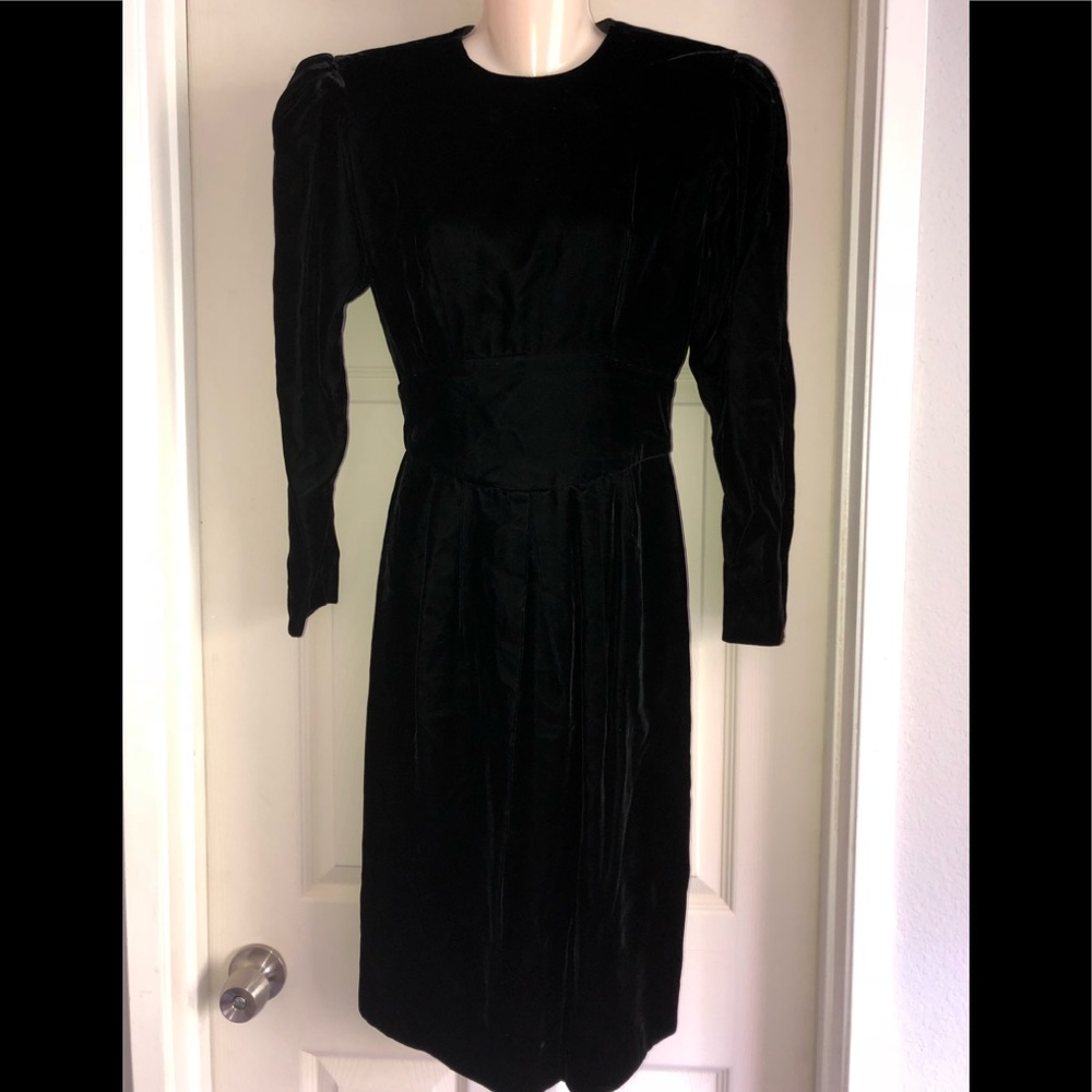Vintage Liz Claiborne 80s Black Velvet Dress